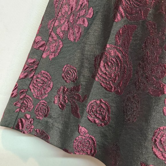 Club Monaco Skirt Womens 4 Skater Fit Flare Floral Black Purple - Picture 2 of 7